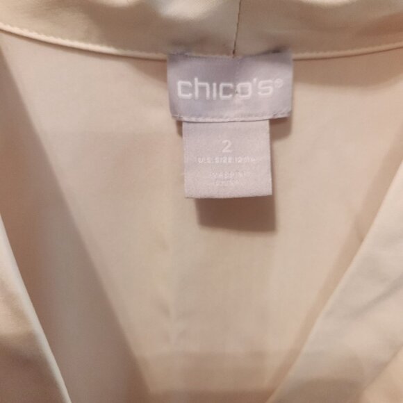 Chico's Embroidered Balloon Sleeve Pullover Blouse Cream Women's Sz. 2 / Large - Picture 5 of 10